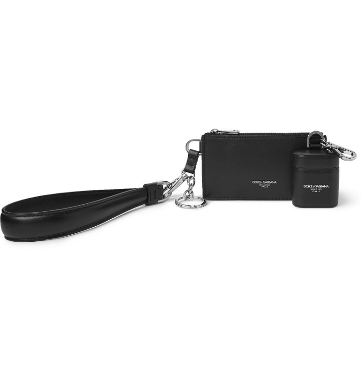 Photo: Dolce & Gabbana - Leather and Silver-Tone Key Fob, AirPod Case and Zipped Wallet - Black
