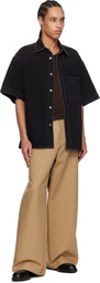 WOOYOUNGMI Black Palm Tree Denim Shirt