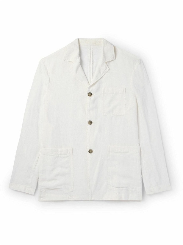 Photo: Altea - Cleto Camp-Collar Linen Shirt Jacket - White