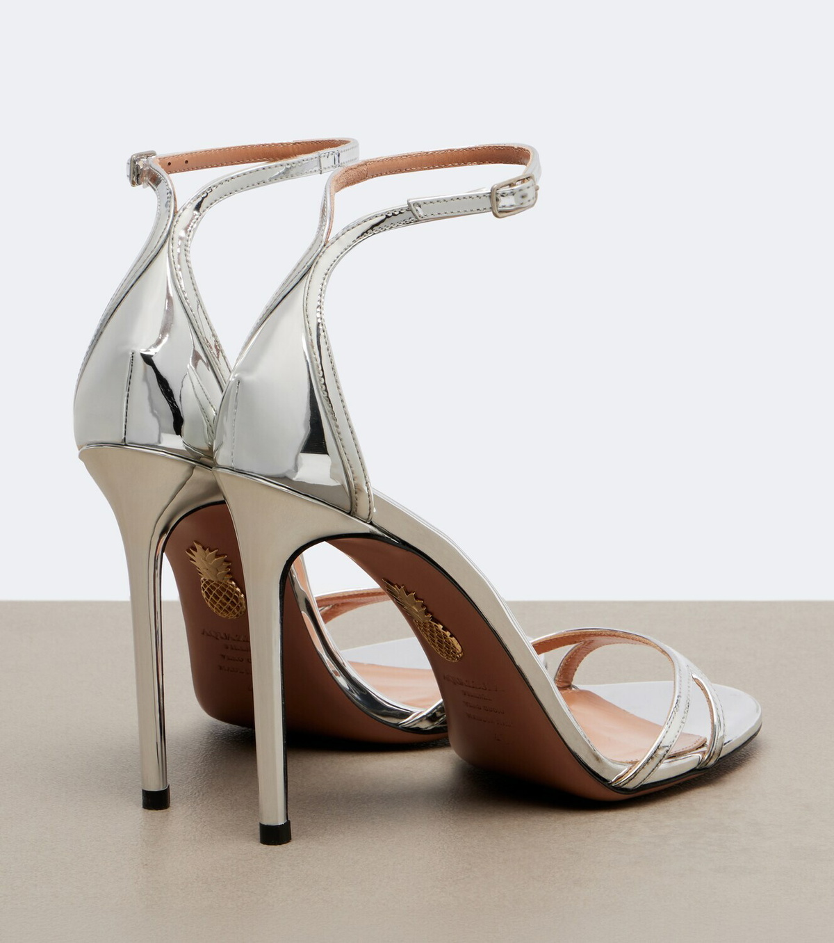 Aquazzura Nuda mirrored leather sandals