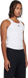 Marine Serre White Moon Logo Ribbed Jersey Tank Top