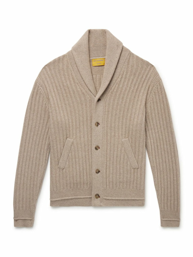 Photo: Guest In Residence - Varsity Shawl-Collar Ribbed Cashmere Cardigan - Neutrals