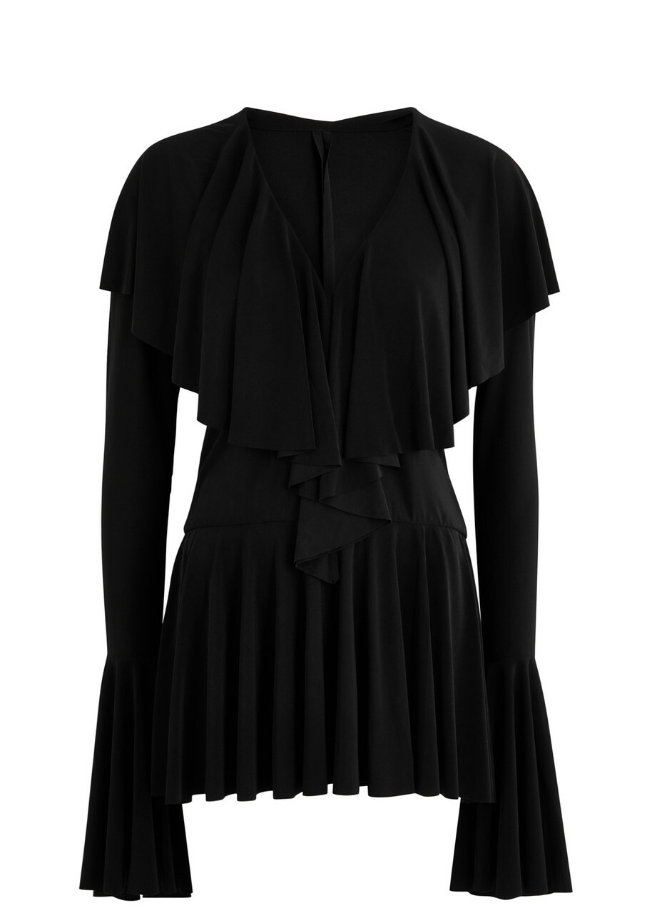 Norma Kamali Ruffled Jersey Mini Dress Black