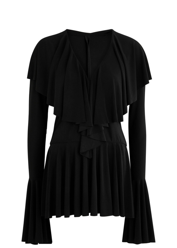 Photo: Norma Kamali Ruffled Jersey Mini Dress Black