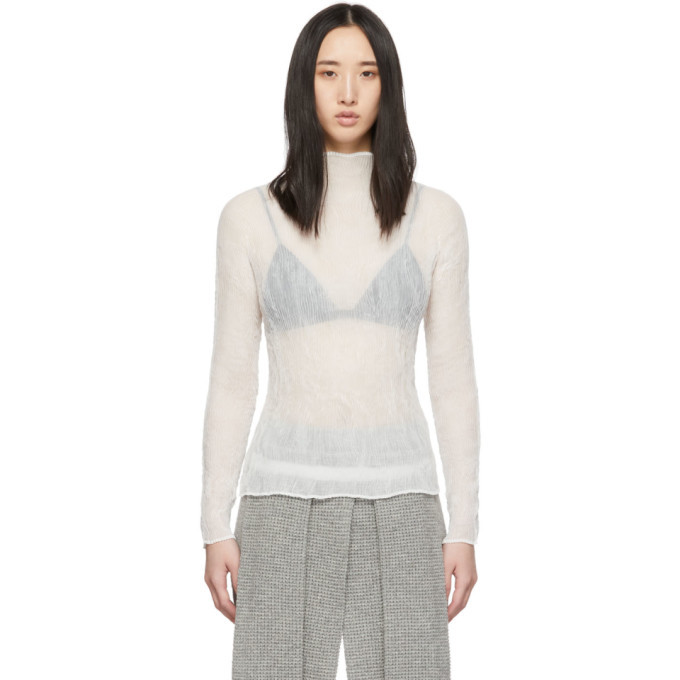 Issey Miyake White Chiffon Twist Blouse Issey Miyake Men