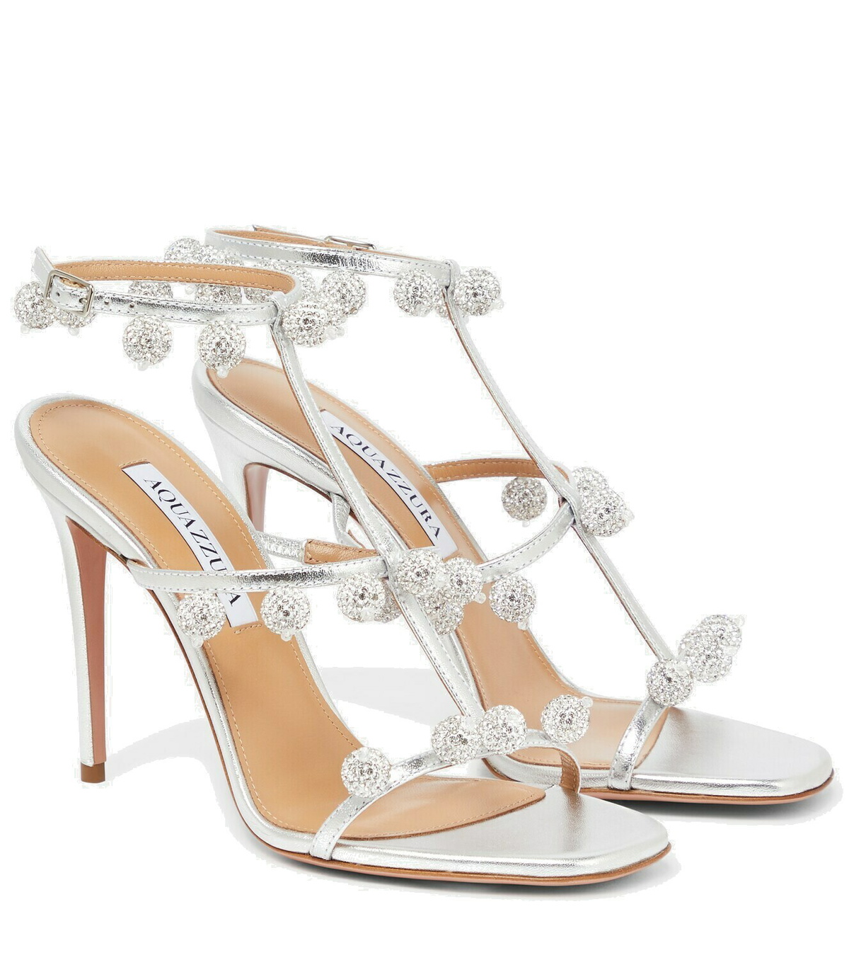 【AQUAZZURA】cha cha 105 pompom-embellished suede サンダル Aquazzura Cha Cha Cha Beaded Suede T-Strap Sandals