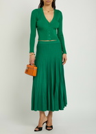 Simkhai Margoux Ribbed Stretch-knit Midi Skirt Green