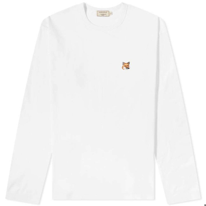Photo: Maison Kitsuné Men's Long Sleeve Fox Head Patch T-Shirt in White