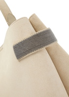 Brunello Cucinelli Stud-embellished Suede top Handle bag - Ivory - One Size