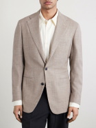 Saman Amel - Slim-Fit Basketweave Wool, Silk and Linen-Blend Blazer - Gray