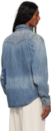 Andersson Bell Blue Embroidery Patchwork Denim Shirt