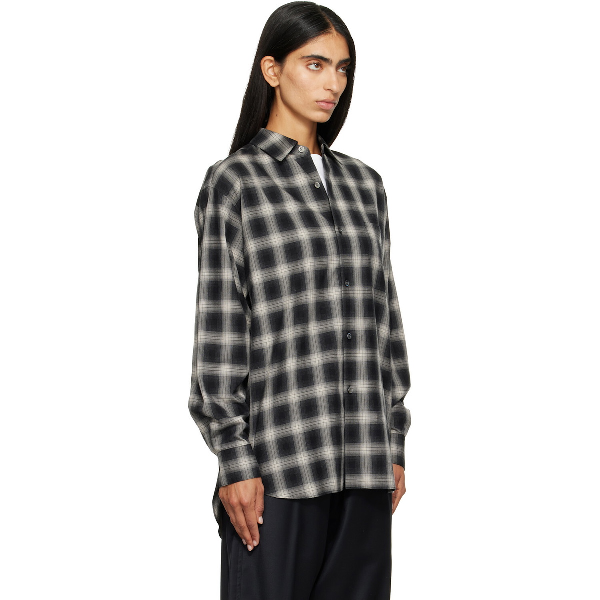 ssstein Black Cotton Oversized LS Shirt