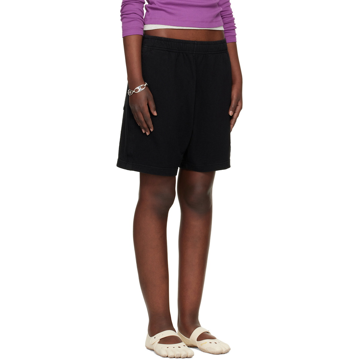 Stone Island Black 6200014 Malfilé Fleece Old Effect Shorts