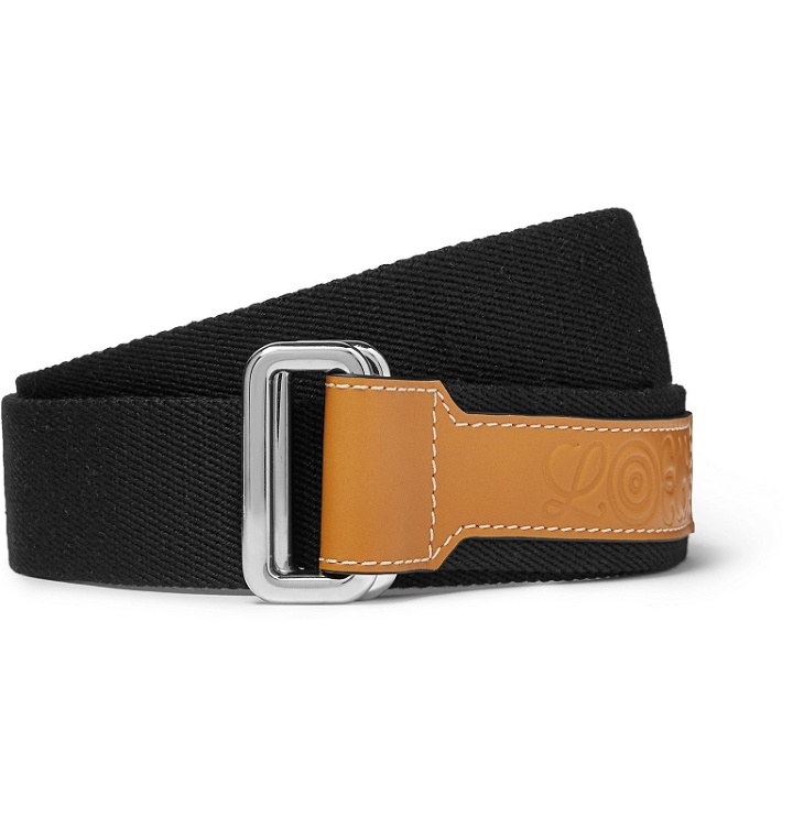 Photo: Loewe - Eye/LOEWE/Nature 4cm Beige Leather-Trimmed Canvas Belt - Black