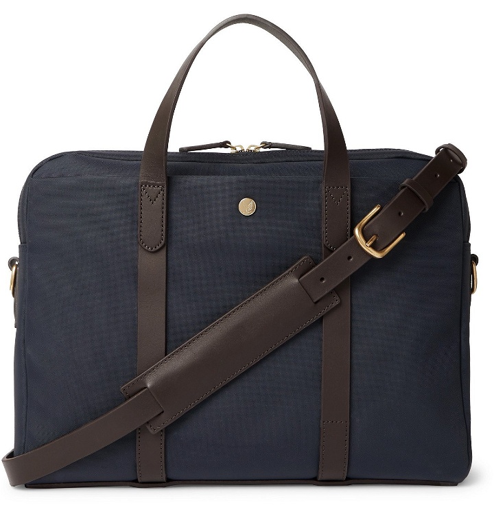 Photo: Mismo - Leather-Trimmed Nylon Briefcase - Blue