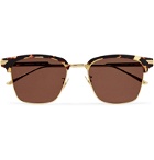 Bottega Veneta - D-Frame Gold-Tone and Tortoiseshell Acetate Sunglasses - Gold