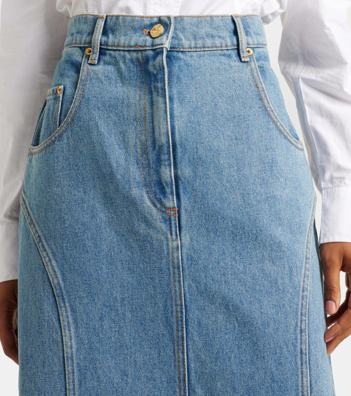 スカート NINA RICCI Woman Skirt Denim 24ADJU026CO1072 U4690 Quilted Denim Skirt in Black - Nina Ricci