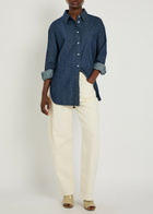 Another Tomorrow Chambray Denim Shirt Dark Blue