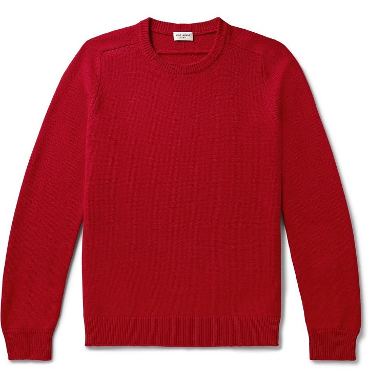 Photo: SAINT LAURENT - Slim-Fit Cashmere Sweater - Red