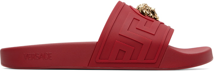 Photo: Versace Red 'La Medusa' Slides