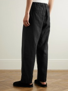 NN07 - Kay 1454 Straight-Leg Pleated Linen Trousers - Black