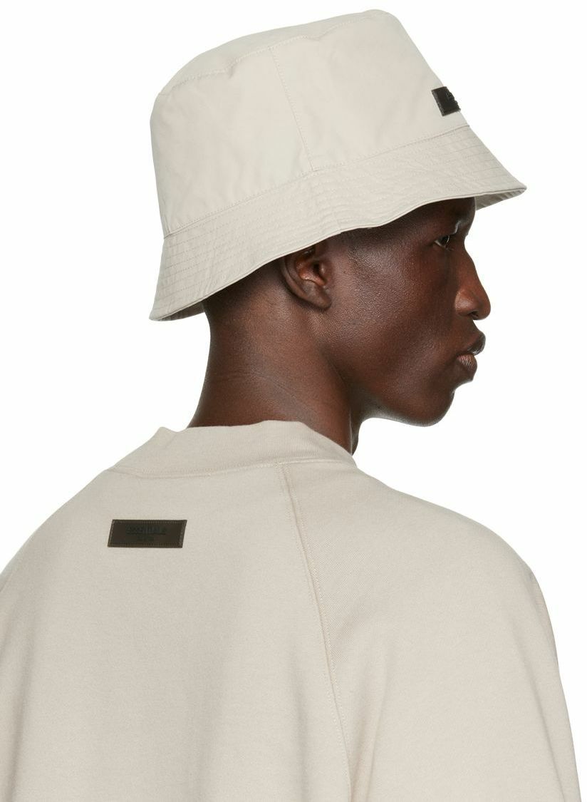 Essentials Gray Cotton Bucket Hat Essentials