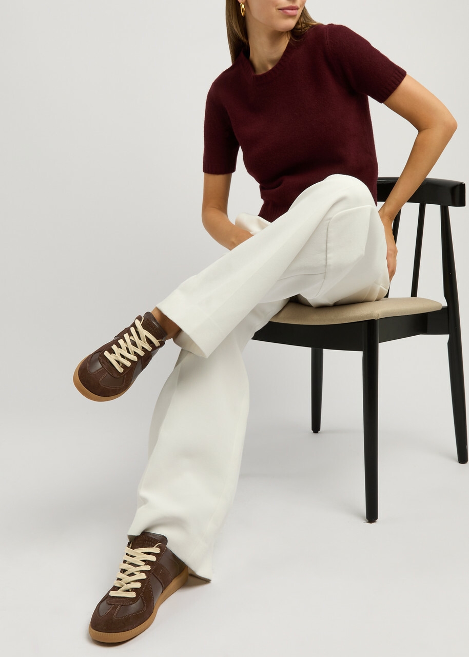 Maison Margiela Replica Panelled Leather Sneakers Brown