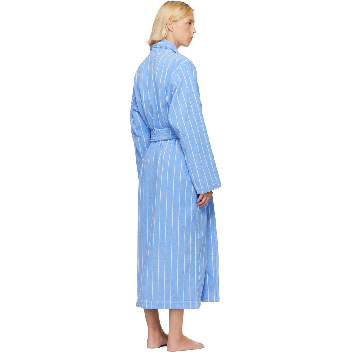 Tekla Blue & White Terry Classic Bathrobe