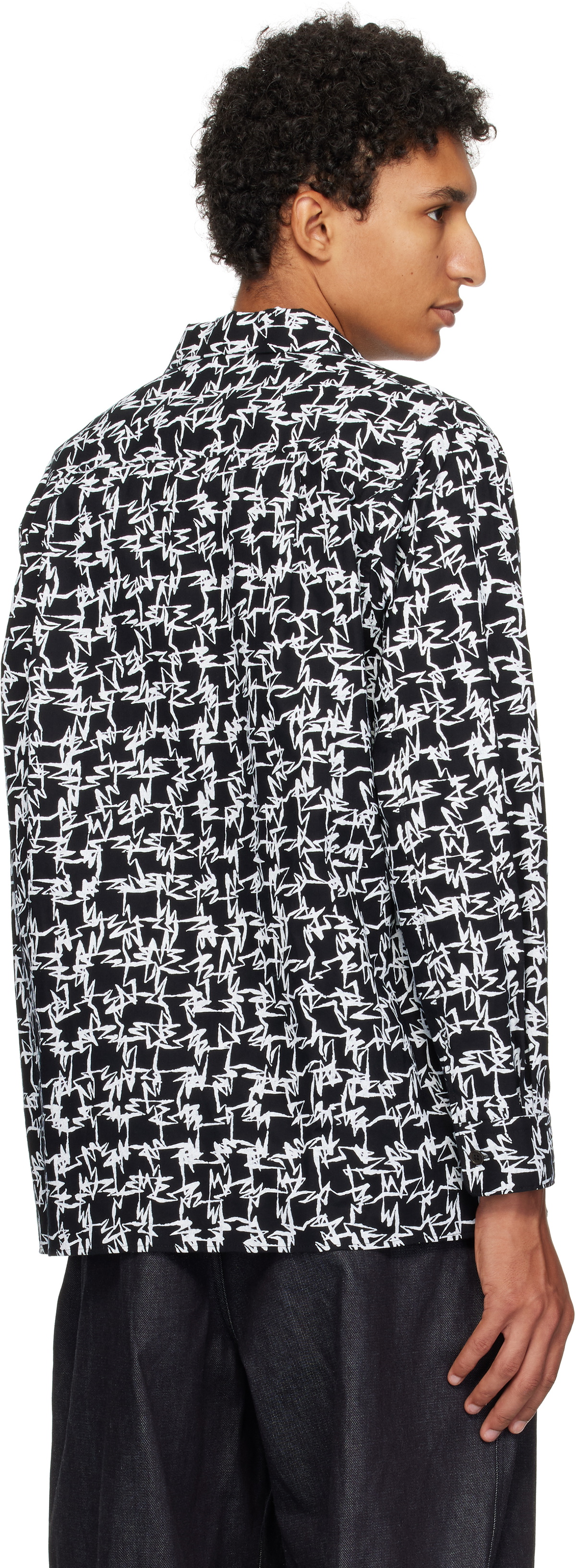 Y's For Men Black Open Collar Shirt