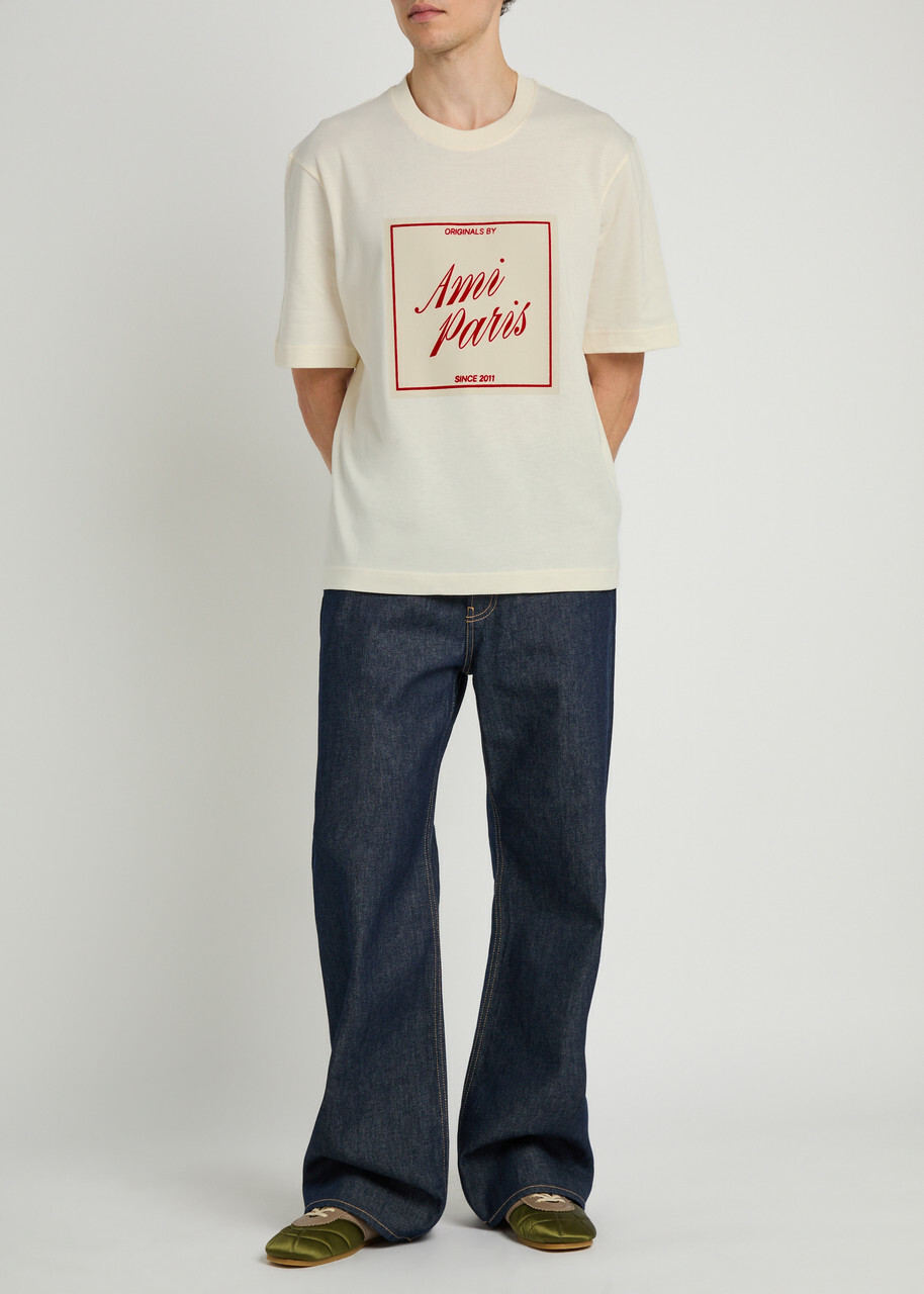 Ami Paris Logo-appliquéd Cotton T-shirt Off White