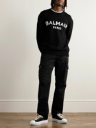 Balmain - Logo-Intarsia Wool-Blend Sweater - Black