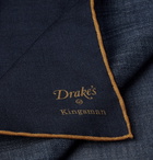 Kingsman - Drake's Wool and Silk-Blend Pocket Square - Blue