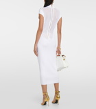 Balmain Mesh-trimmed midi dress