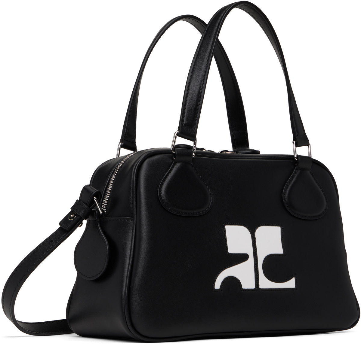Courrèges Black Reedition Leather Bowling Bag