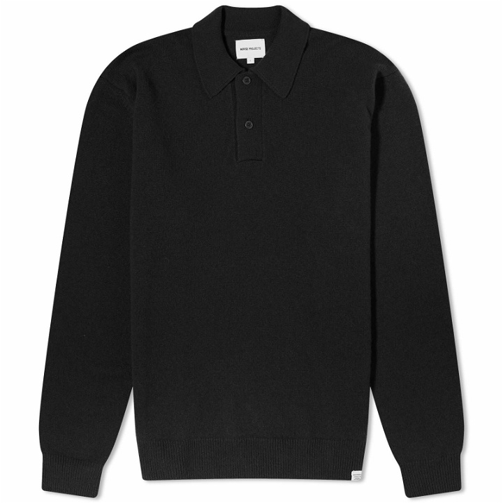 Photo: Norse Projects Men's Marco Merino Lambswool Polo Shirt in Black