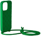 Bottega Veneta Green Intreccio Strap iPhone 14 Pro Case