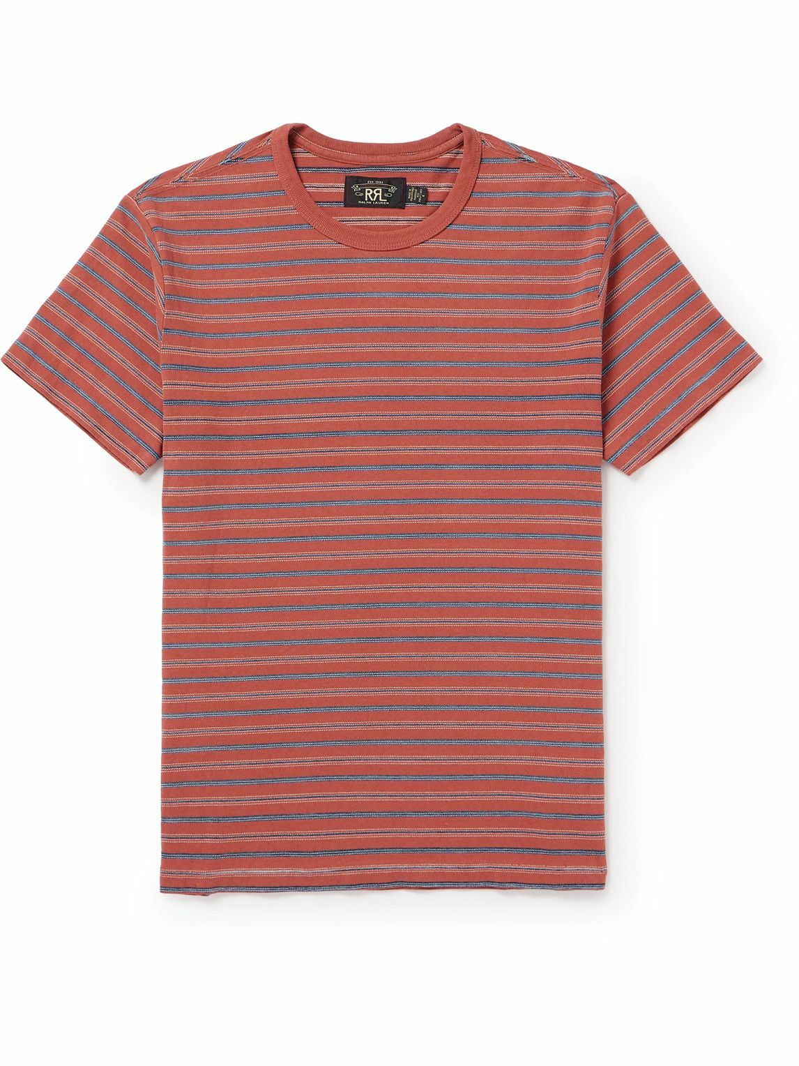 RRL オレンジ Tシャツ RRL - Striped Cotton T-Shirt - Orange RRL