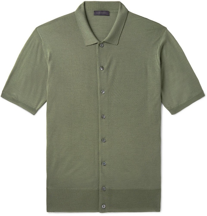 Photo: Thom Sweeney - Slim-Fit Merino Wool Polo Shirt - Army green