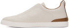 ZEGNA Off-White Deerskin Triple Stitch Sneakers