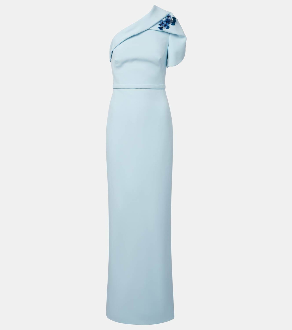 Safiyaa One-shoulder belted crêpe gown