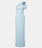 Safiyaa One-shoulder belted crêpe gown