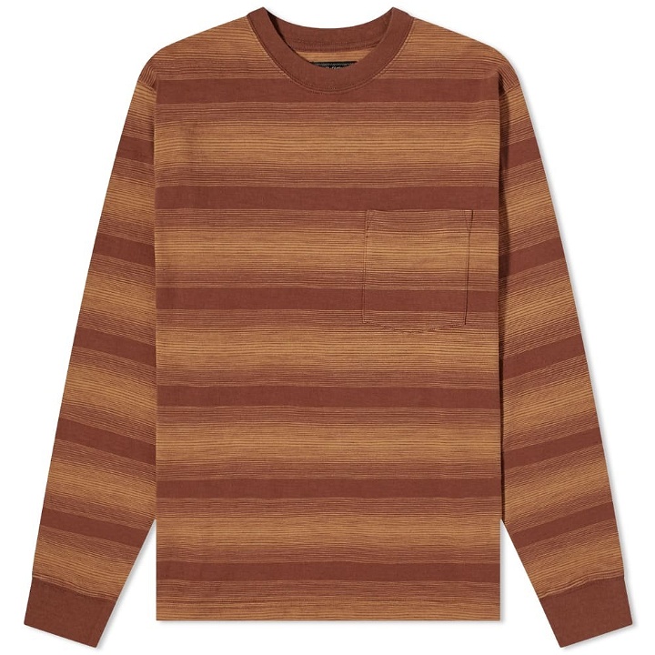 Photo: Beams Plus Men's Long Sleeve Gradation Stripe Pocket T-Shirt in Brown