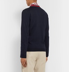 Gucci - Slim-Fit Webbing-Trimmed Wool Cardigan - Blue