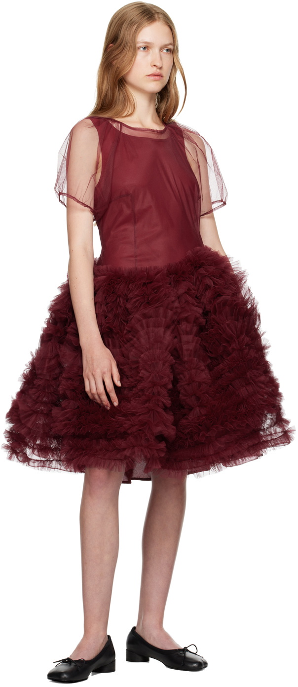Molly Goddard Burgundy Kayako Minidress