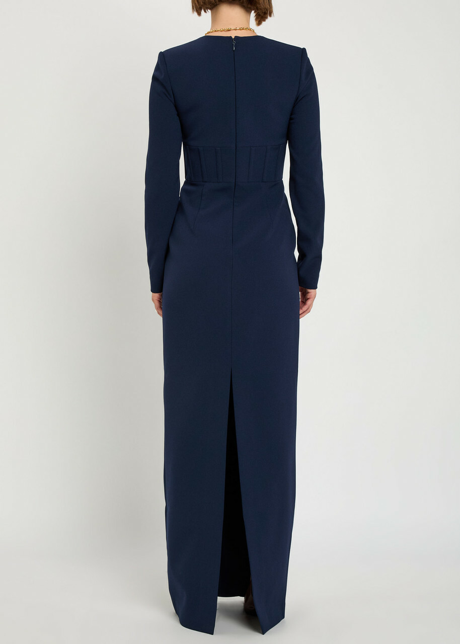 Rebecca Vallance Nemy Crepe Maxi Dress Navy
