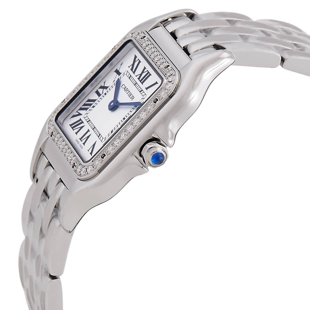 Cartier Panthere Medium Model Diamond Silver Dial Watch W4PN0018