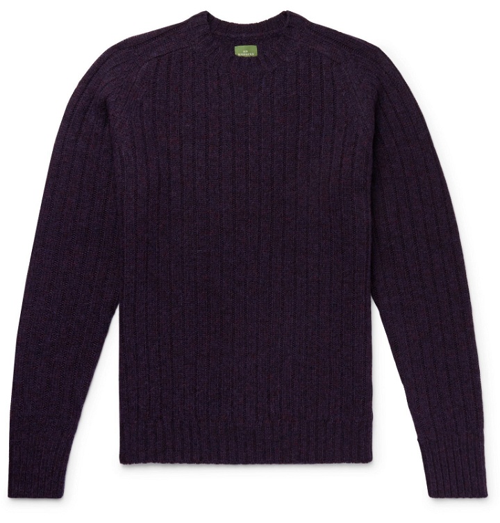 Photo: Sid Mashburn - Slim-Fit Ribbed Mélange Shetland Wool Sweater - Purple