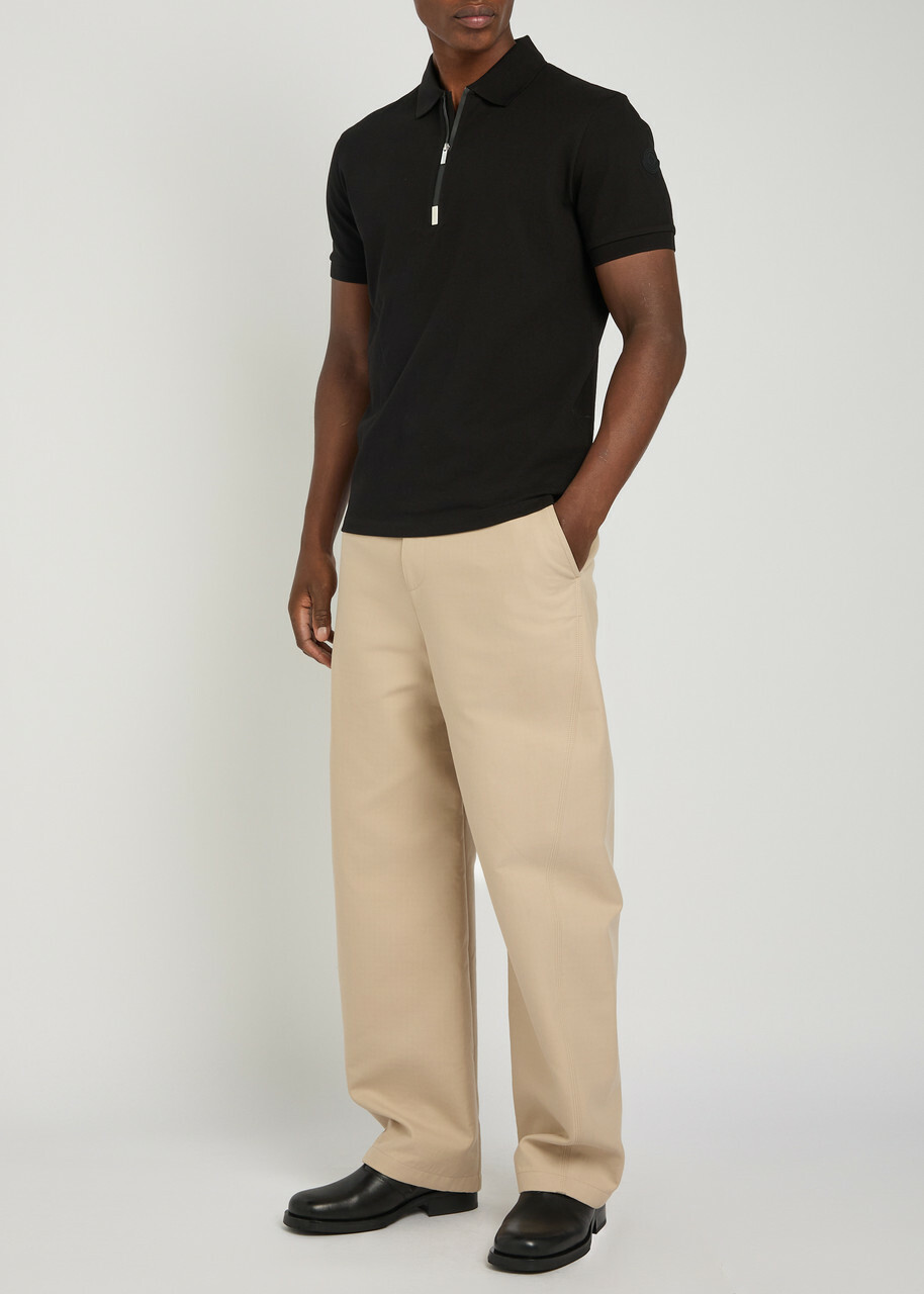 Moncler Half-zip Piqué Cotton Shirt Black