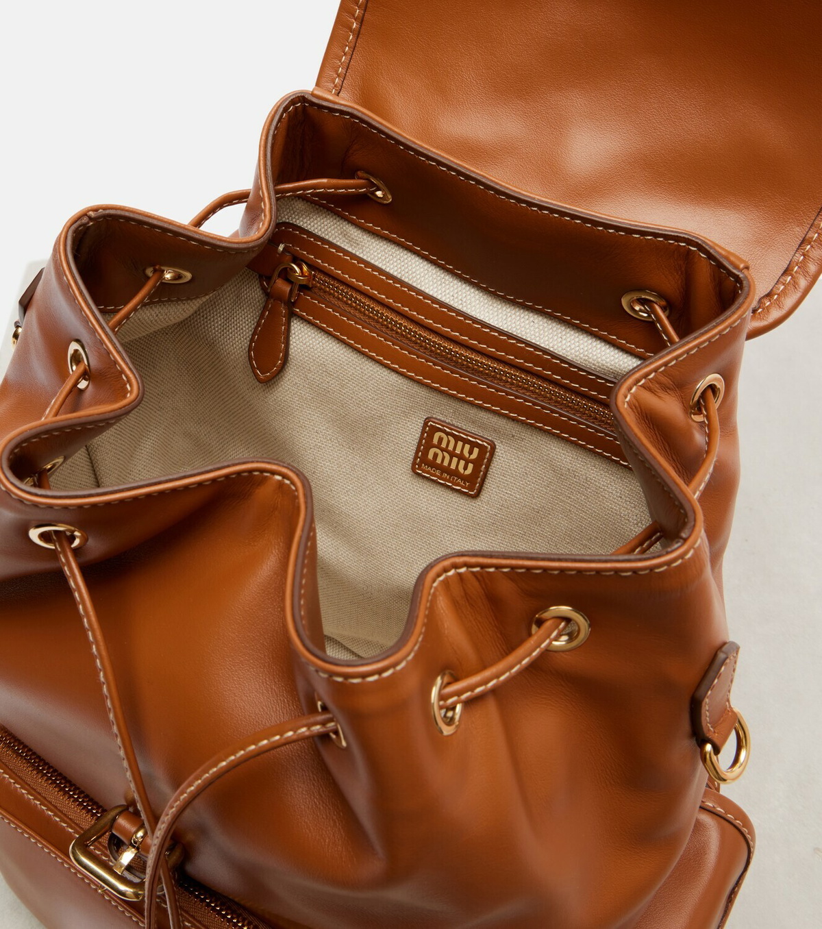 Miu Miu Logo leather backpack