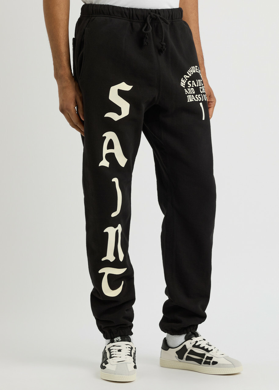 Saint Mxxxxxx It's Saint Printed Cotton Sweatpants Black